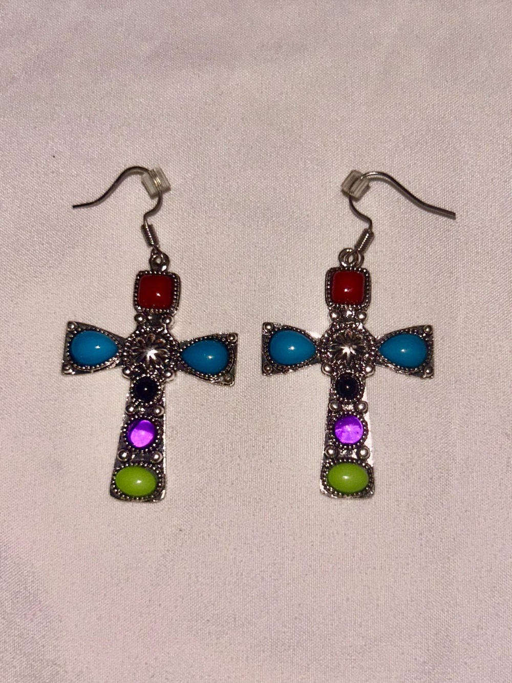 Colorful Cross Drop Earrings – Multicolor Statement Jewelry